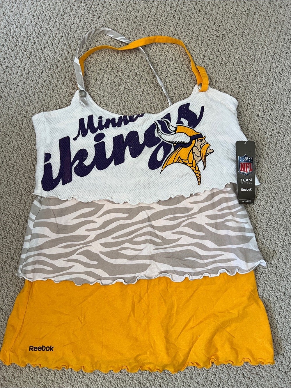 Minnesota Vikings Reebok White, Gold & Purple Layered Top